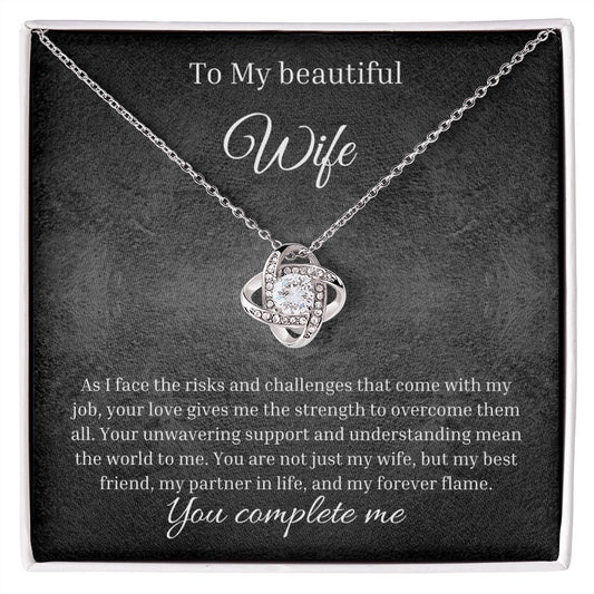 To My Beautiful Wife | Custom Firefighter Necklace Gift For Her | Personal Jewelry Gift To My Wife | Love Knot Necklace Jewelry Box Set