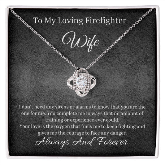 Custom Gift To My Loving Firefighter Wife - My Oxygen | Gift For Her | Personal Jewelry Gift To My Wife | Love Knot Necklace Jewelry Box Set