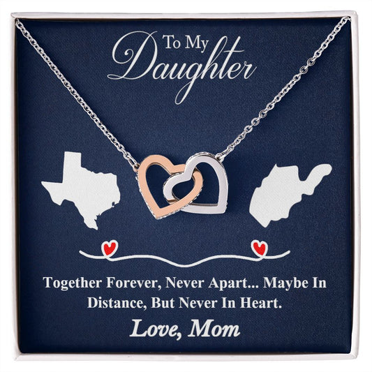 Personalize long distance heart necklace gift to daughter