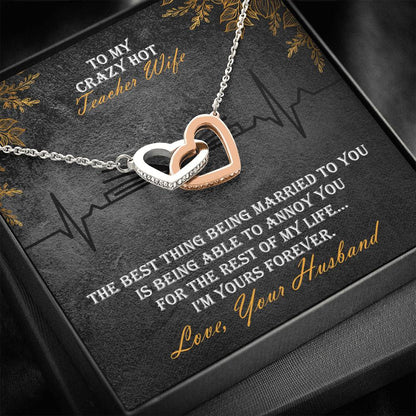 Teacher Wife Interlocked Hearts Necklace Gift