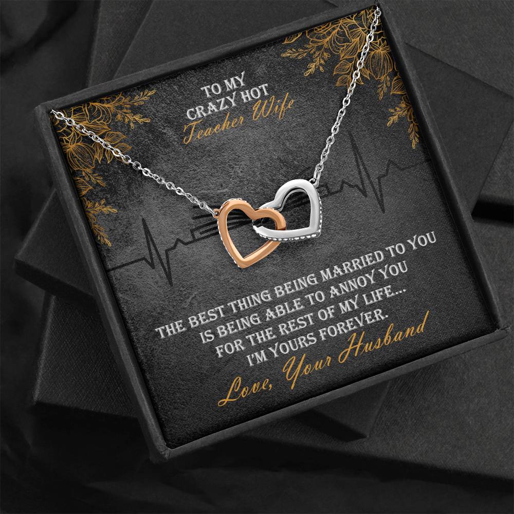 Teacher Wife Interlocked Hearts Necklace Gift