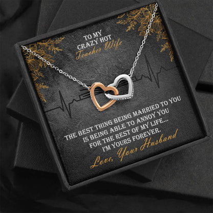 Teacher Wife Interlocked Hearts Necklace Gift