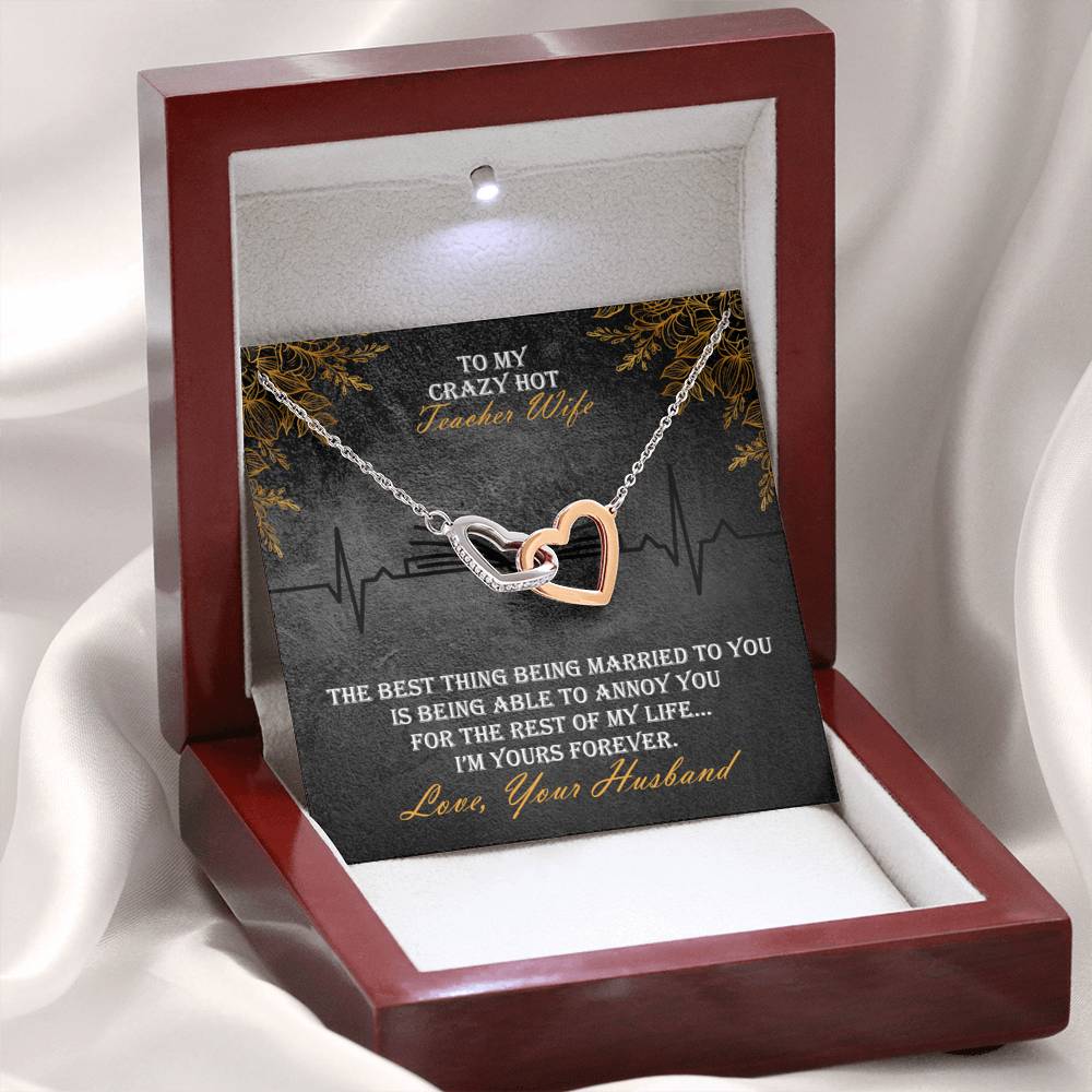 Teacher Wife Interlocked Hearts Necklace Gift