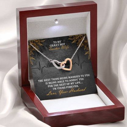 Teacher Wife Interlocked Hearts Necklace Gift
