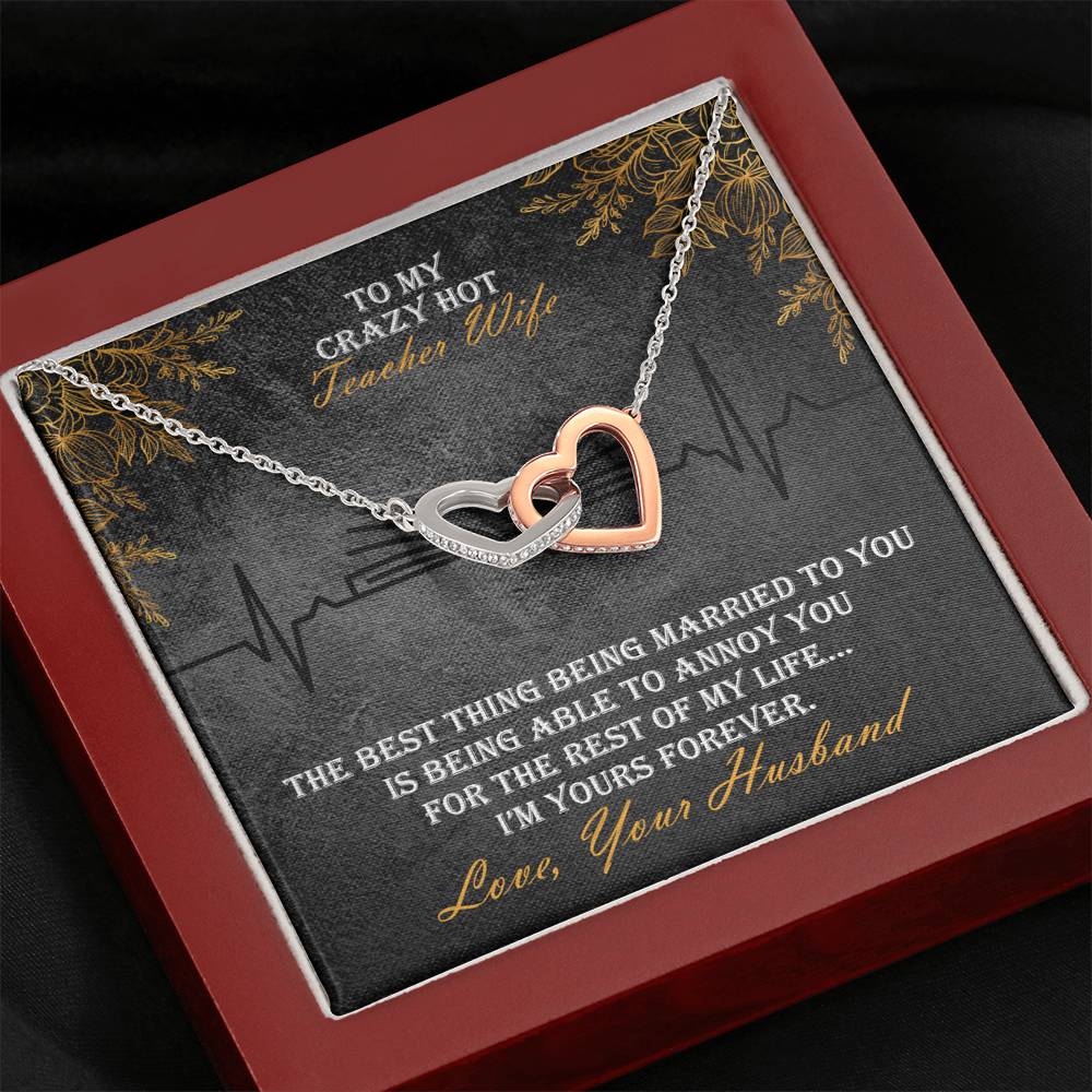 Teacher Wife Interlocked Hearts Necklace Gift