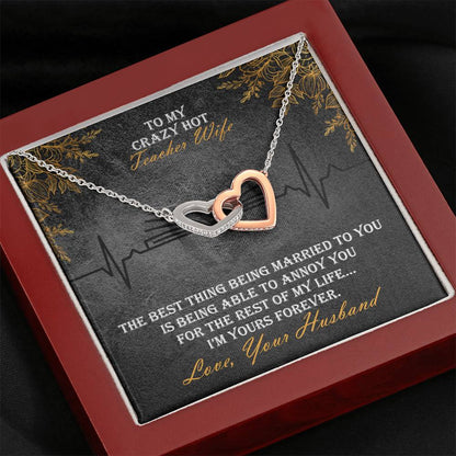 Teacher Wife Interlocked Hearts Necklace Gift