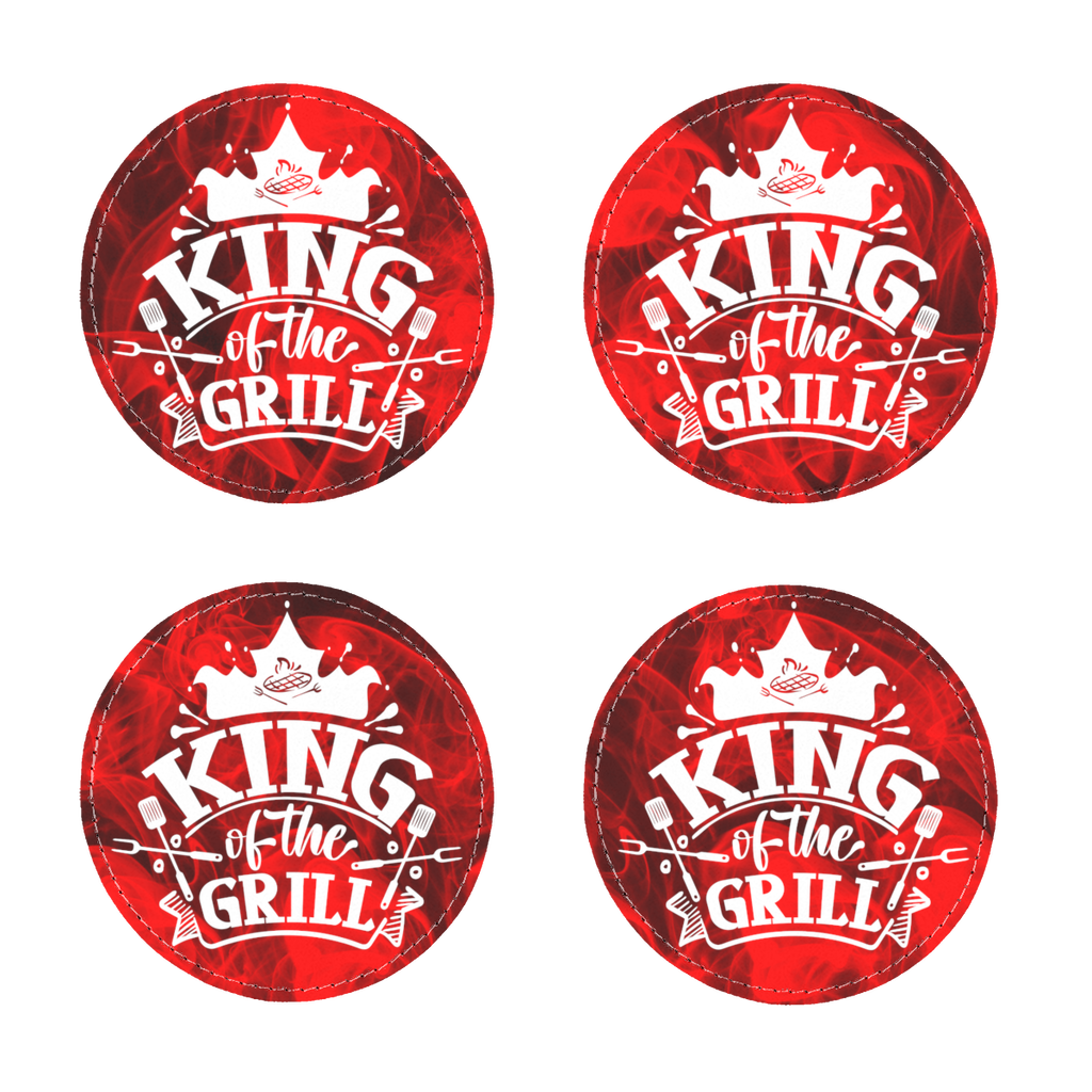 My Perfect Day "Be King Of The Grill" Leather Coasters Pack of Four