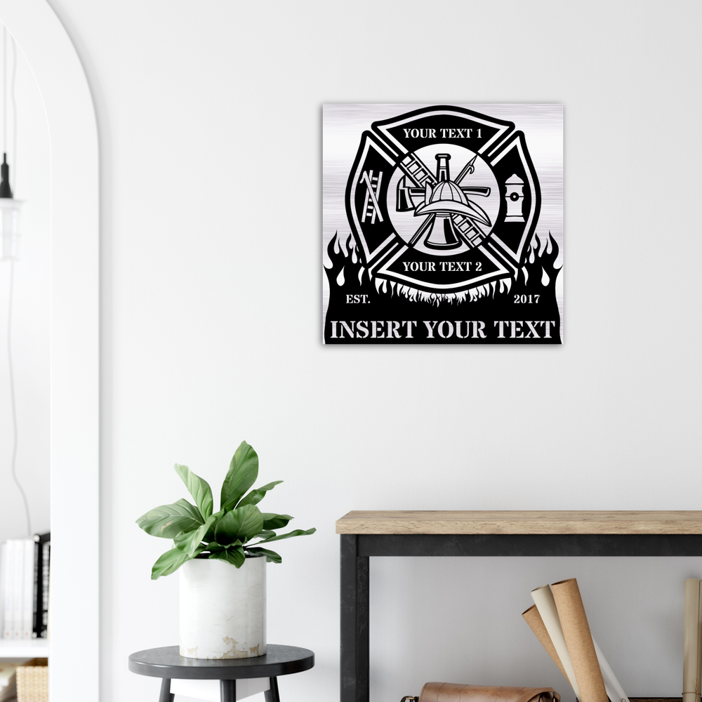 Firefighter Personalized Name Brushed Aluminum Print